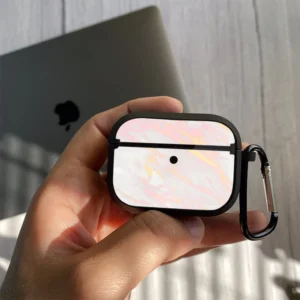 Apple Airpods Pro Case - Pink Marble Series 07 - Premium Print with holding clip